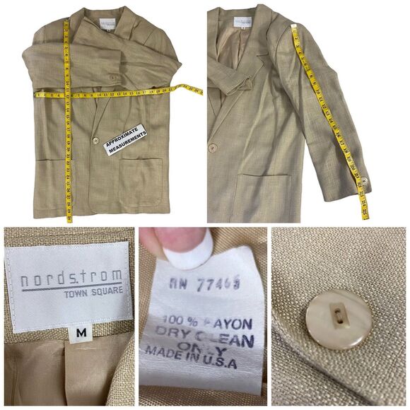 Nordstrom Blazer Womens Medium Tan Oversized Boxy Work Office Casual Jacket - Picture 5 of 15